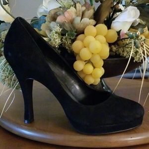 BCBG Platform Black Suede Pumps